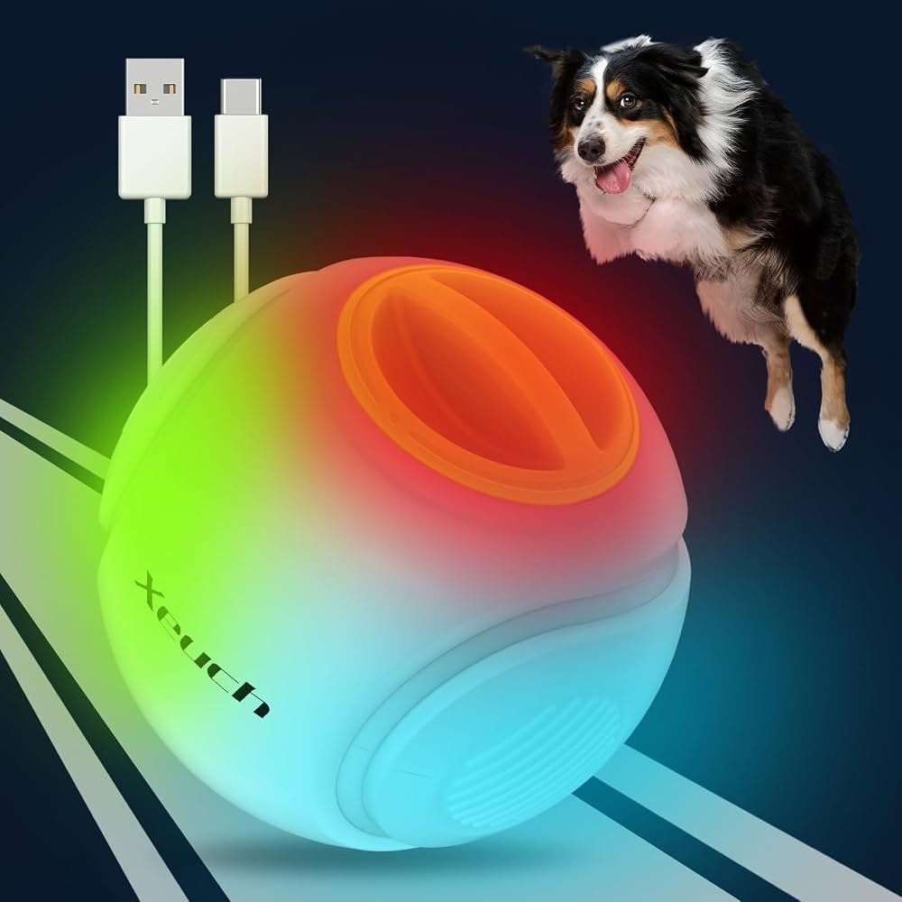 RuffPlay Squeaky Fetch Ball Trio, Natural Rubber, Non-Toxic, Bright Contrast Colours